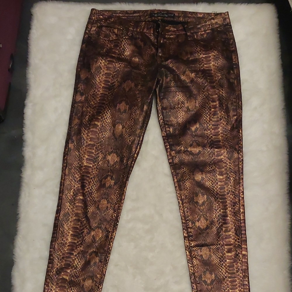 Celebrity Pink Snake Print Skinny Pants - Brown